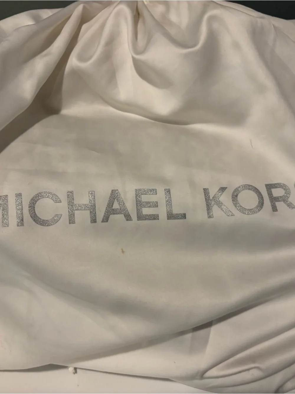 Michael Kors Gold and Cream Logo Dome Satchel